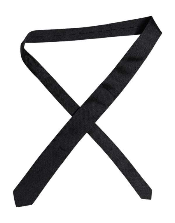 Dolce & Gabbana Black Solid Silk Adjustable Necktie Tie - Image 4