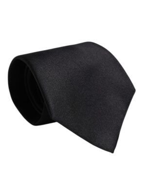 Dolce & Gabbana Black Solid Silk Adjustable Necktie Tie