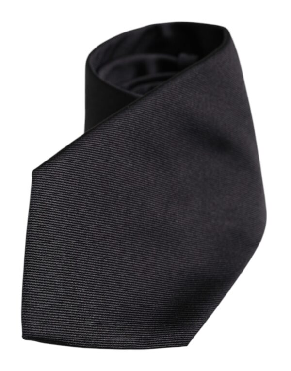 Dolce & Gabbana Black Solid Silk Adjustable Necktie Tie - Image 3