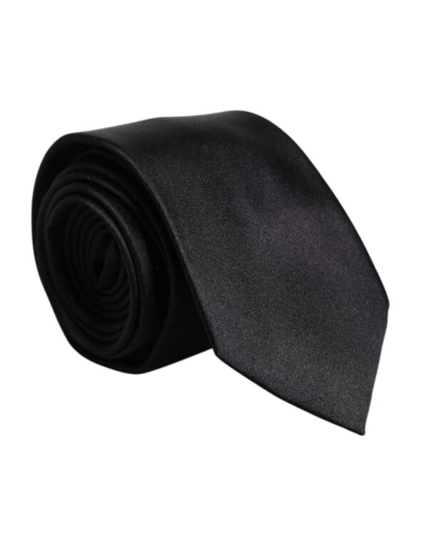 Dolce & Gabbana Black Solid Silk Adjustable Necktie Tie