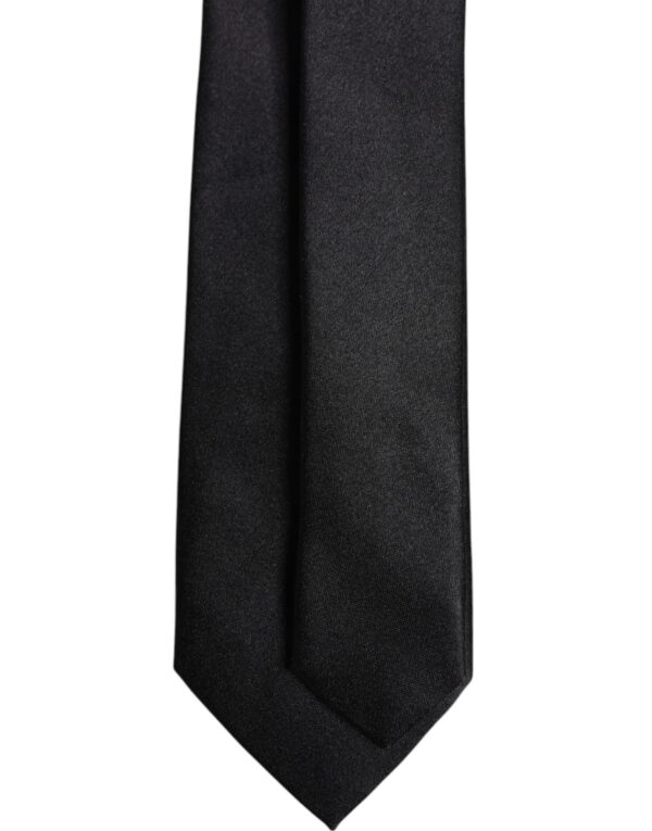 Dolce & Gabbana Black Solid Silk Adjustable Necktie Tie - Image 5