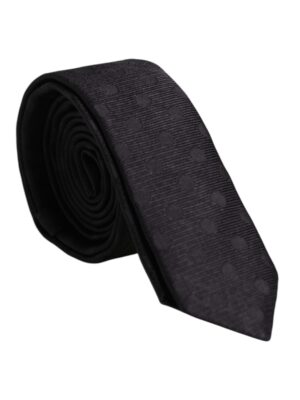 Dolce & Gabbana Black Circles Silk Adjustable Necktie Tie