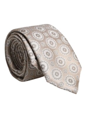 Dolce & Gabbana Beige Foulard Print Silk Adjustable Necktie Tie