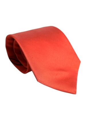 Dolce & Gabbana Orange Solid Silk Adjustable Necktie Tie