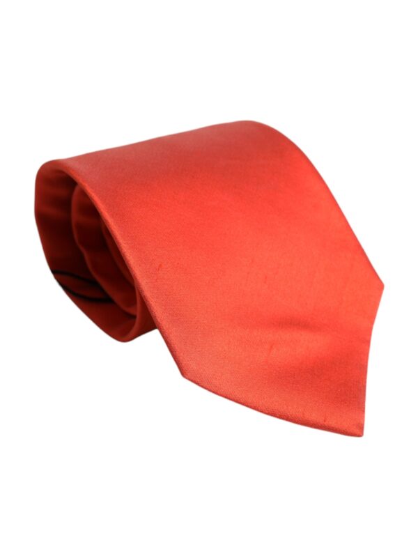Dolce & Gabbana Orange Solid Silk Adjustable Necktie Tie - Image 2