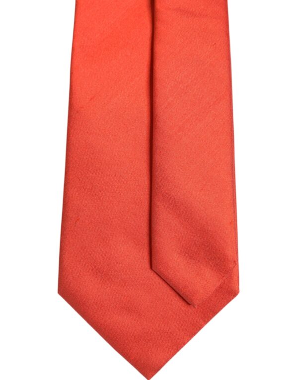 Dolce & Gabbana Orange Solid Silk Adjustable Necktie Tie - Image 5
