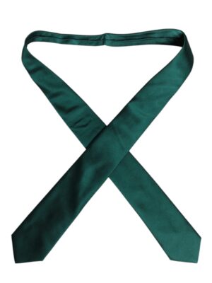 Dolce & Gabbana Green Solid Cotton Adjustable Necktie Tie