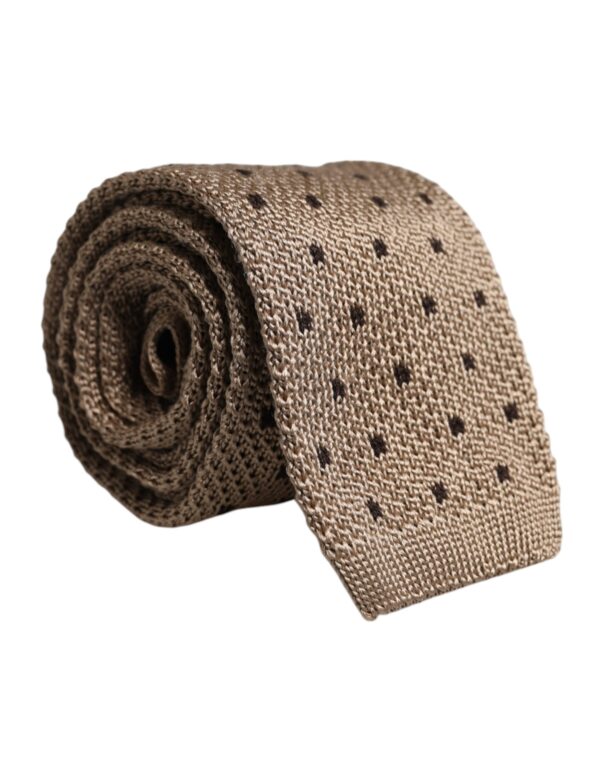 Dolce & Gabbana Beige Polka Dot Silk Adjustable Necktie Tie - Image 2