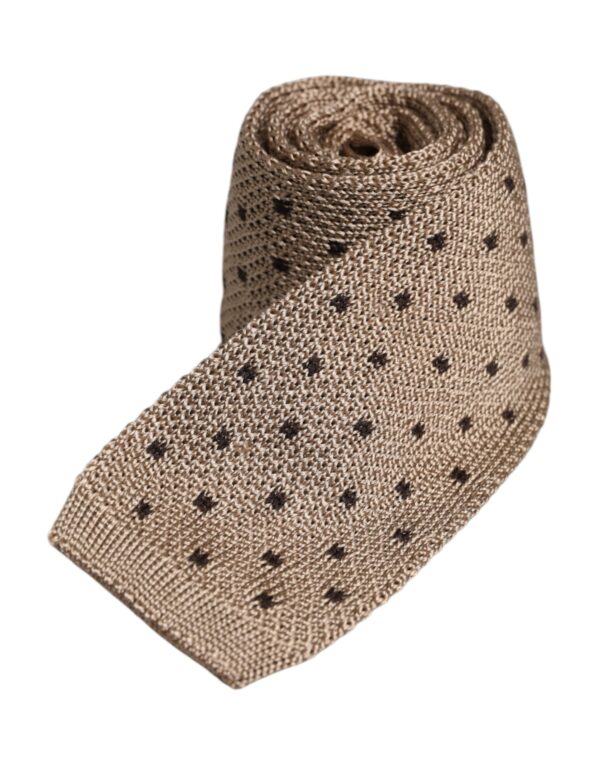 Dolce & Gabbana Beige Polka Dot Silk Adjustable Necktie Tie - Image 3