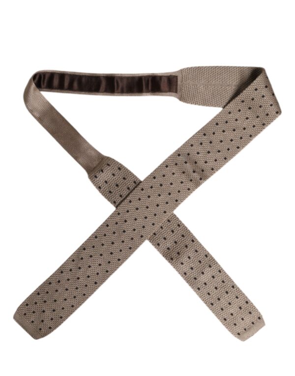 Dolce & Gabbana Beige Polka Dot Silk Adjustable Necktie Tie - Image 4