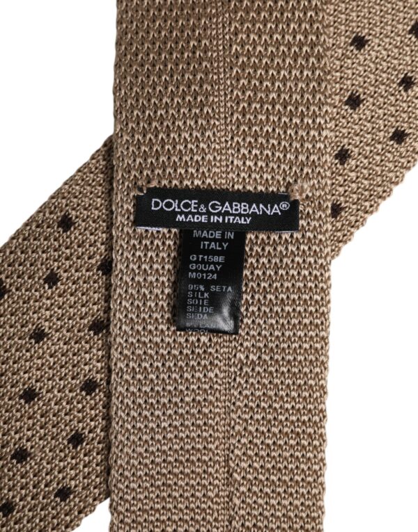 Dolce & Gabbana Beige Polka Dot Silk Adjustable Necktie Tie - Image 6
