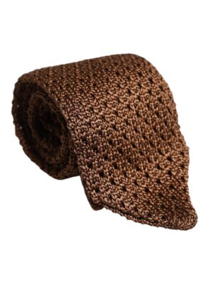 Dolce & Gabbana Brown Knitted Silk Adjustable Necktie Tie