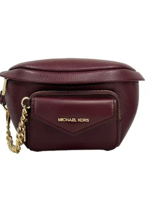 Michael Kors Leather Maise 2 in 1 Fanny Waist Pack Bag Maroon