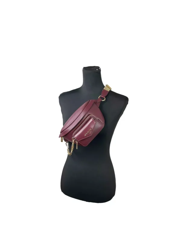 Michael Kors Leather Maise 2 in 1 Fanny Waist Pack Bag Maroon - Image 2
