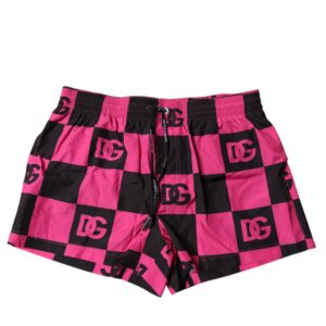 Dolce & Gabbana Black Pink Logo Beachwear Shorts 2Pc Swimwear