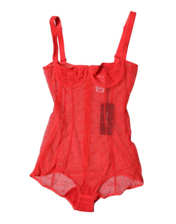 Dolce & Gabbana Red Tulle Balconette Bra Bodysuit Underwear - Image 2