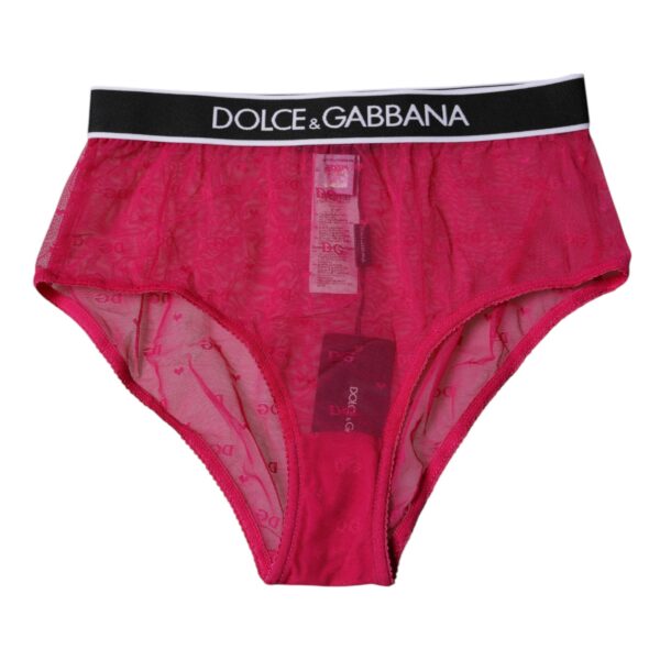 Dolce & Gabbana Fuchsia Tulle Nylon Mid Waist Panty Underwear - Image 3