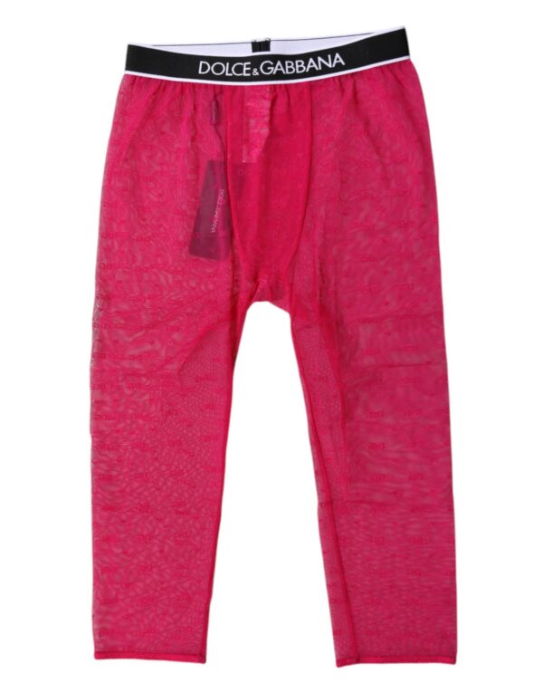 Dolce & Gabbana Fuchsia DG Logo Nylon Cropped Tights Underwear - Image 2