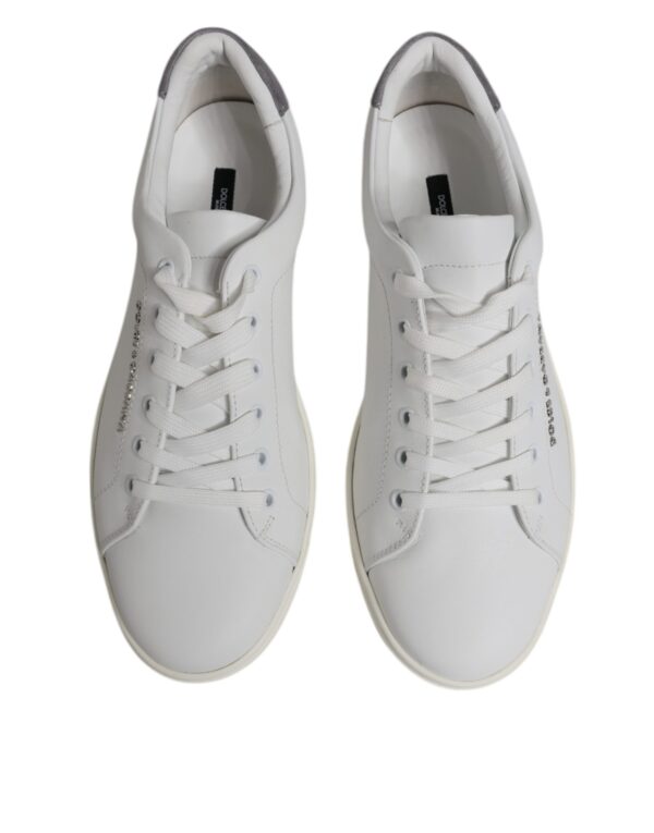 Dolce & Gabbana White Suede Leather Low Top Sneakers Shoes - Image 3