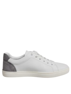 Dolce & Gabbana White Suede Leather Low Top Sneakers Shoes