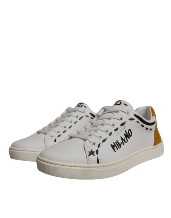 Dolce & Gabbana White Suede Leather Low Top Sneakers Shoes - Image 3