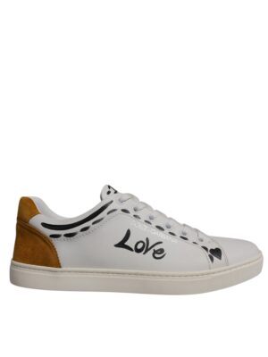 Dolce & Gabbana White Suede Leather Low Top Sneakers Shoes