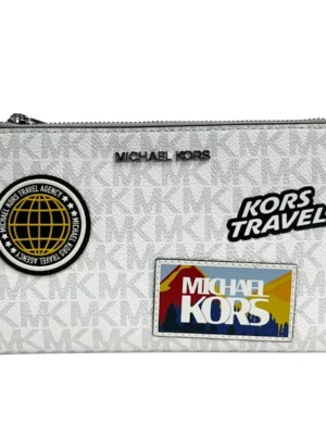 Michael Kors Jet Set Travel Double Zip Wristlet Wallet White