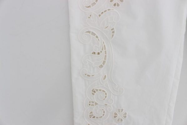 Dolce & Gabbana Elegant White Floral Cutout Dress Pants - Image 6