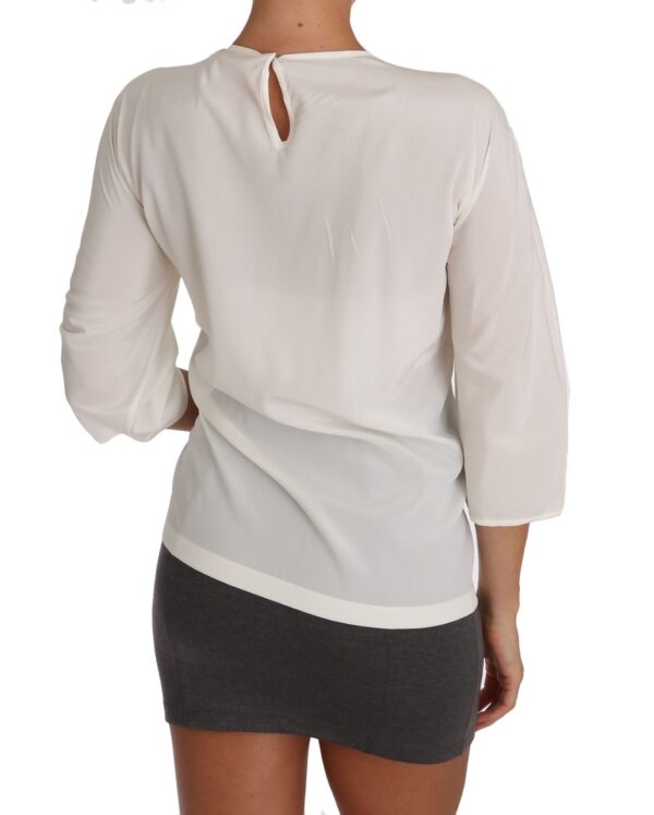 Dolce & Gabbana Chic Figure Family Applique Silk Top - Image 4