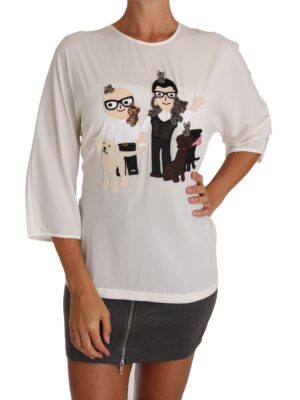 Dolce & Gabbana Chic Figure Family Applique Silk Top