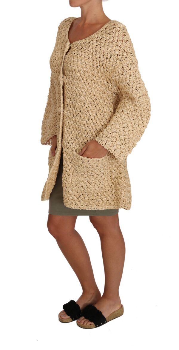 Dolce & Gabbana Chic Beige Crochet Knitted Raffia Cardigan - Image 4