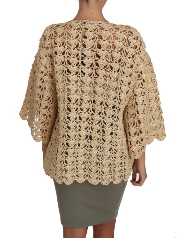 Dolce & Gabbana Chic Beige Crochet Raffia Cardigan - Image 4