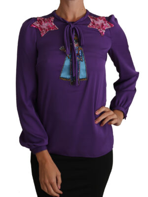 Dolce & Gabbana Enchanted Purple Silk Crystal Blouse