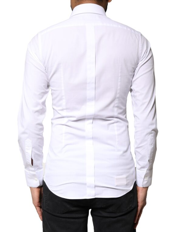Dolce & Gabbana White GOLD Cotton Long Sleeves Dress Shirt - Image 4