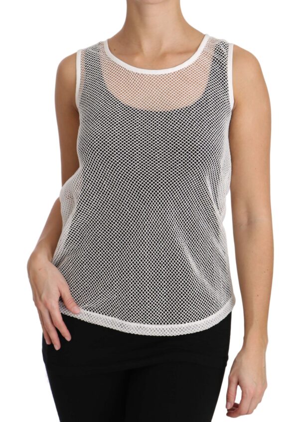 Dolce & Gabbana Elegant White Sheer Sleeveless Top - Image 4