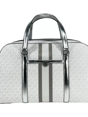 Michael Kors Travel Extra Large PVC Top Zip Weekender Luggage Bag Optic White