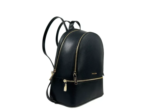 Michael Kors Rhea Medium Leather Backpack Bookbag Black - Image 2