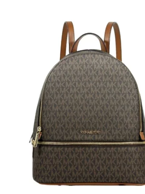Michael Kors Rhea Medium PVC Backpack Bookbag Brown
