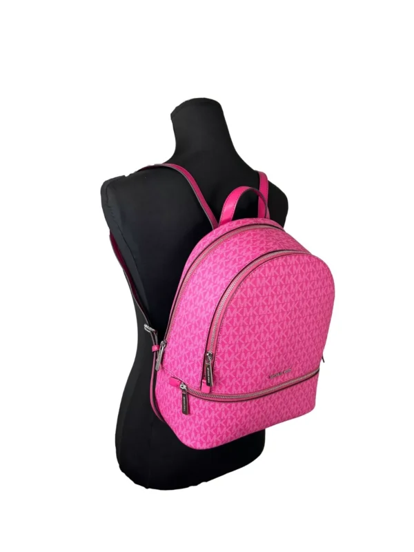 Michael Kors Rhea Medium PVC Backpack Bookbag Dragon Fruit - Image 3