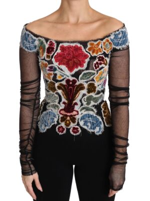 Dolce & Gabbana Elegant Floral Applique Long Sleeve Top
