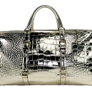 Michael Kors Bedford Travel XL Embossed Duffle Bag Weekender Gold
