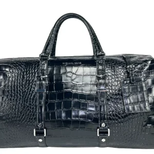 Michael Kors Bedford Travel XL Embossed Duffle Bag Weekender Black