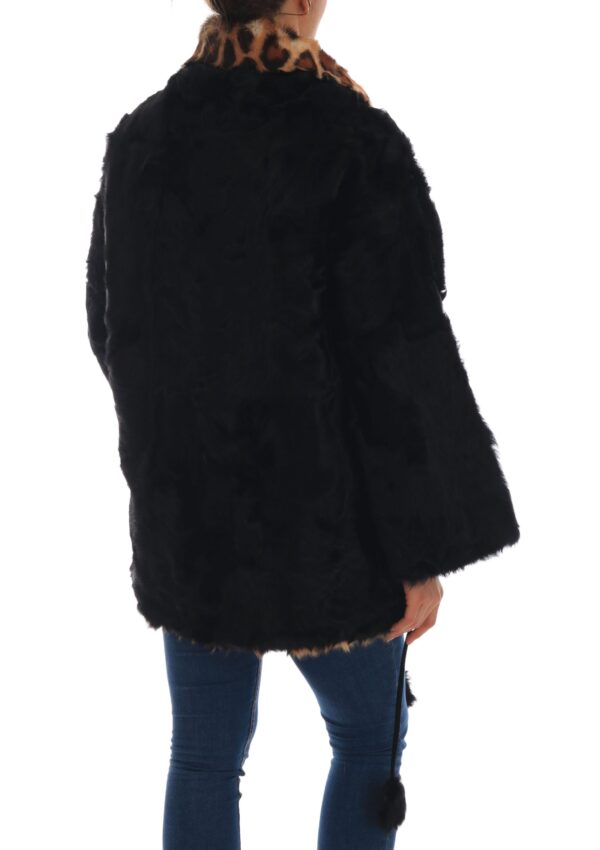 Dolce & Gabbana Elegant Black Lamb Fur Short Coat - Image 4