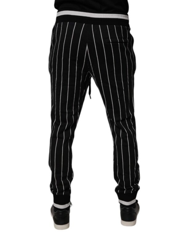Dolce & Gabbana Black White Stripes Jogger Sweatpants Pants - Image 4