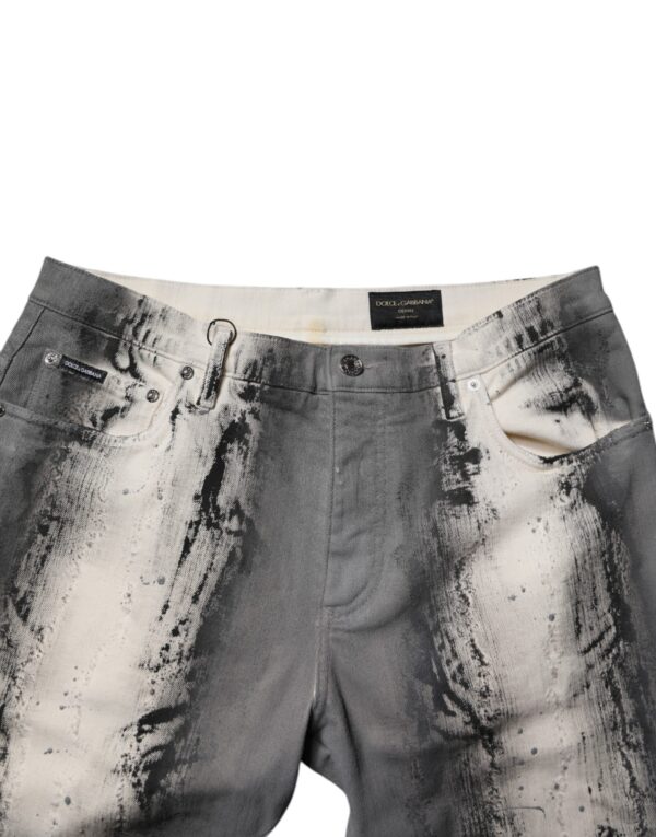 Dolce & Gabbana Gray Tie Dye Cotton Skinny Men Denim Jeans - Image 5