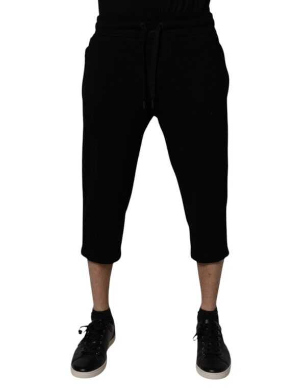 Dolce & Gabbana Black Cotton Blend Cropped Sweatpants Pants - Image 2