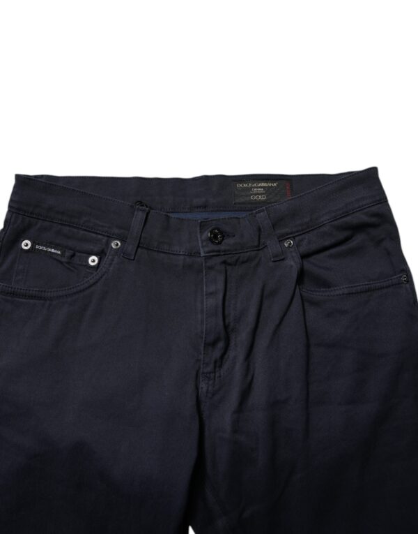 Dolce & Gabbana Dark Blue GOLD Cotton Skinny Men Denim Jeans - Image 5