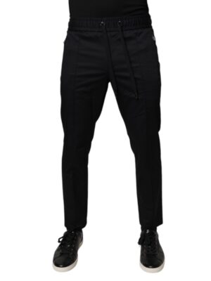 Dolce & Gabbana Dark Blue Cotton Men Jogger Sweatpants Pants