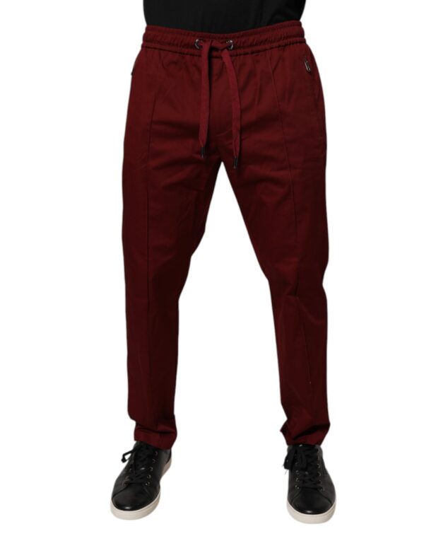Dolce & Gabbana Bordeaux Cotton Men Jogger Sweatpants Pants