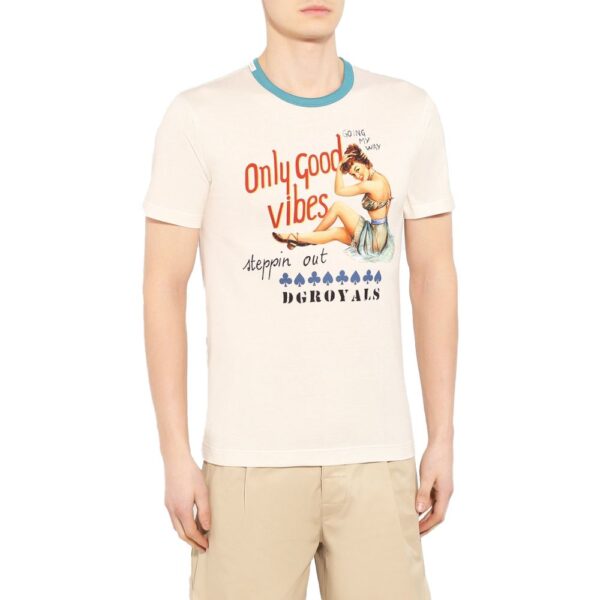 Dolce & Gabbana Beige Cotton T-Shirt - Image 3